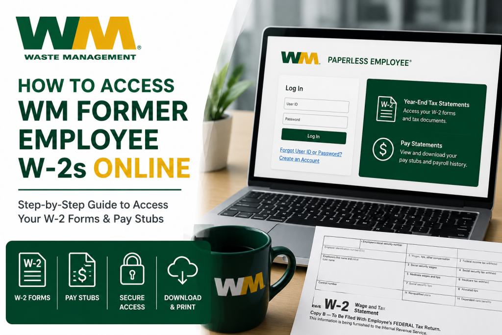 How to Access WM Former Employee W-2s Online Former Waste Management (WM) employees can access W-2 forms and historical pay stubs online through the Paperless Employee portal. To retrieve your tax documents, visit the WM Paperless Employee website, log in with your credentials, navigate to “Year-End Tax Statements,” and download your W-2 form in PDF format. Employees can also access previous pay statements, update electronic delivery settings, and manage payroll records securely online.