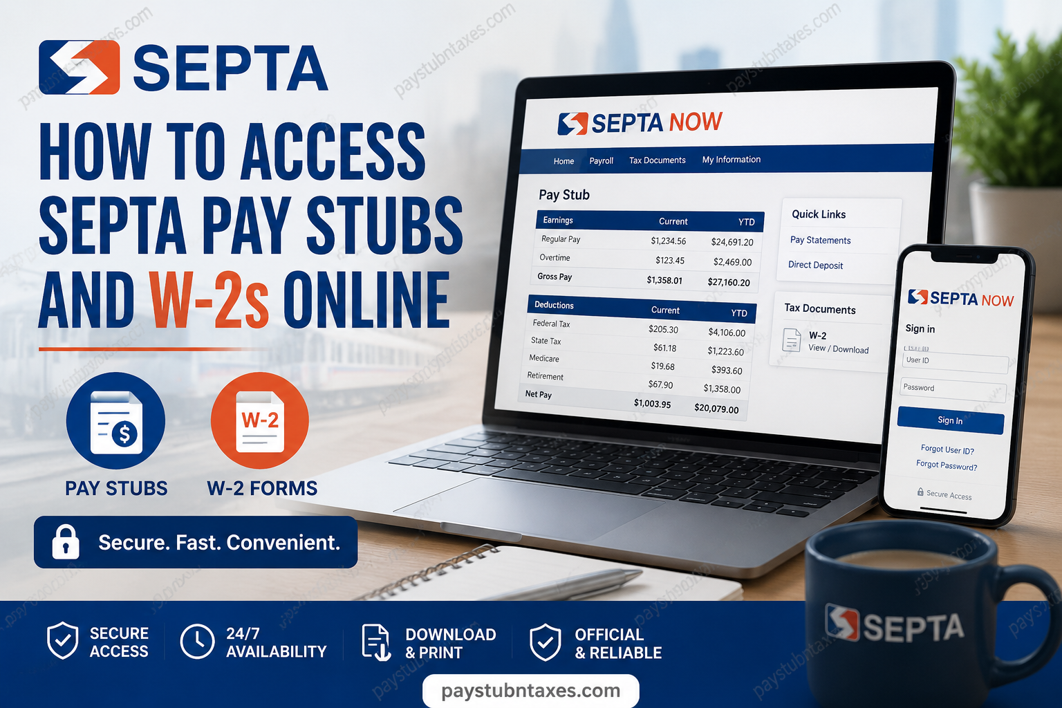 How to Access SEPTA Pay Stubs and W-2s Online