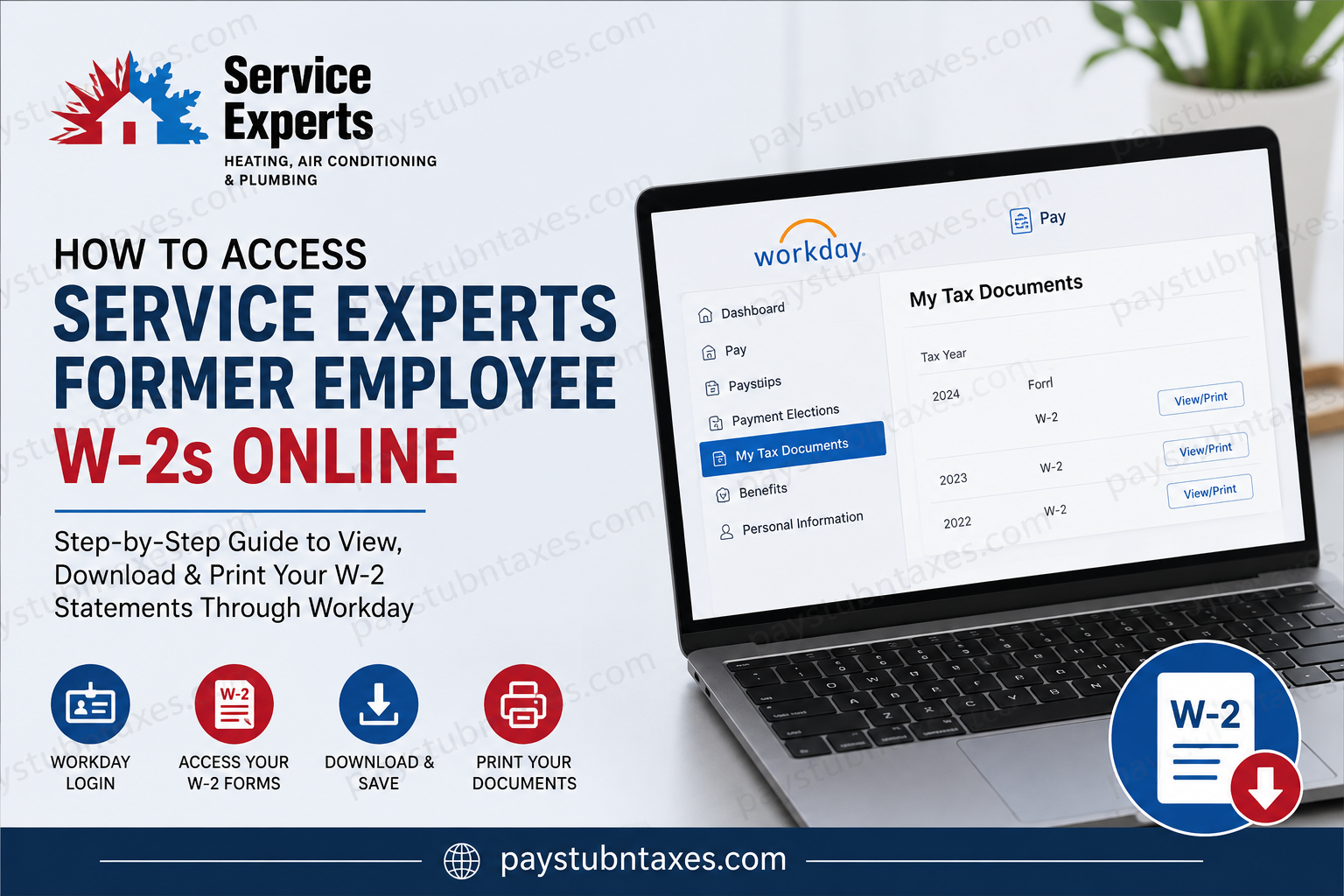 How to Access Service Experts Former Employee W-2s Online
