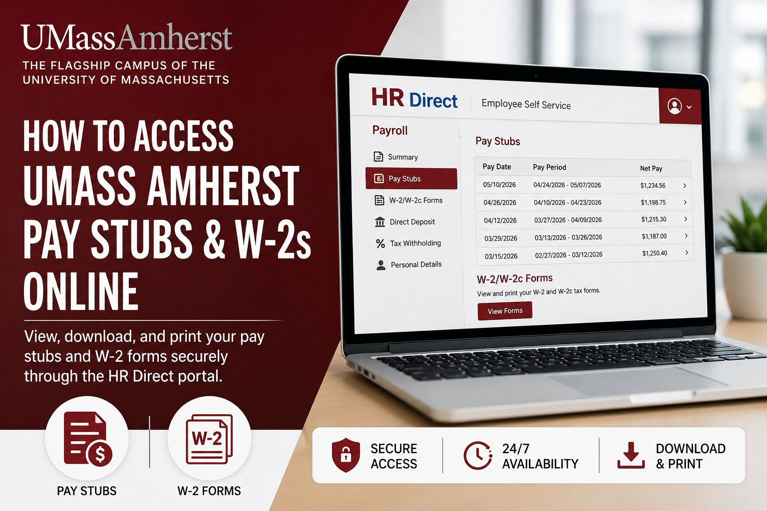 How to Access UMass Amherst Pay Stubs and W-2s Online
