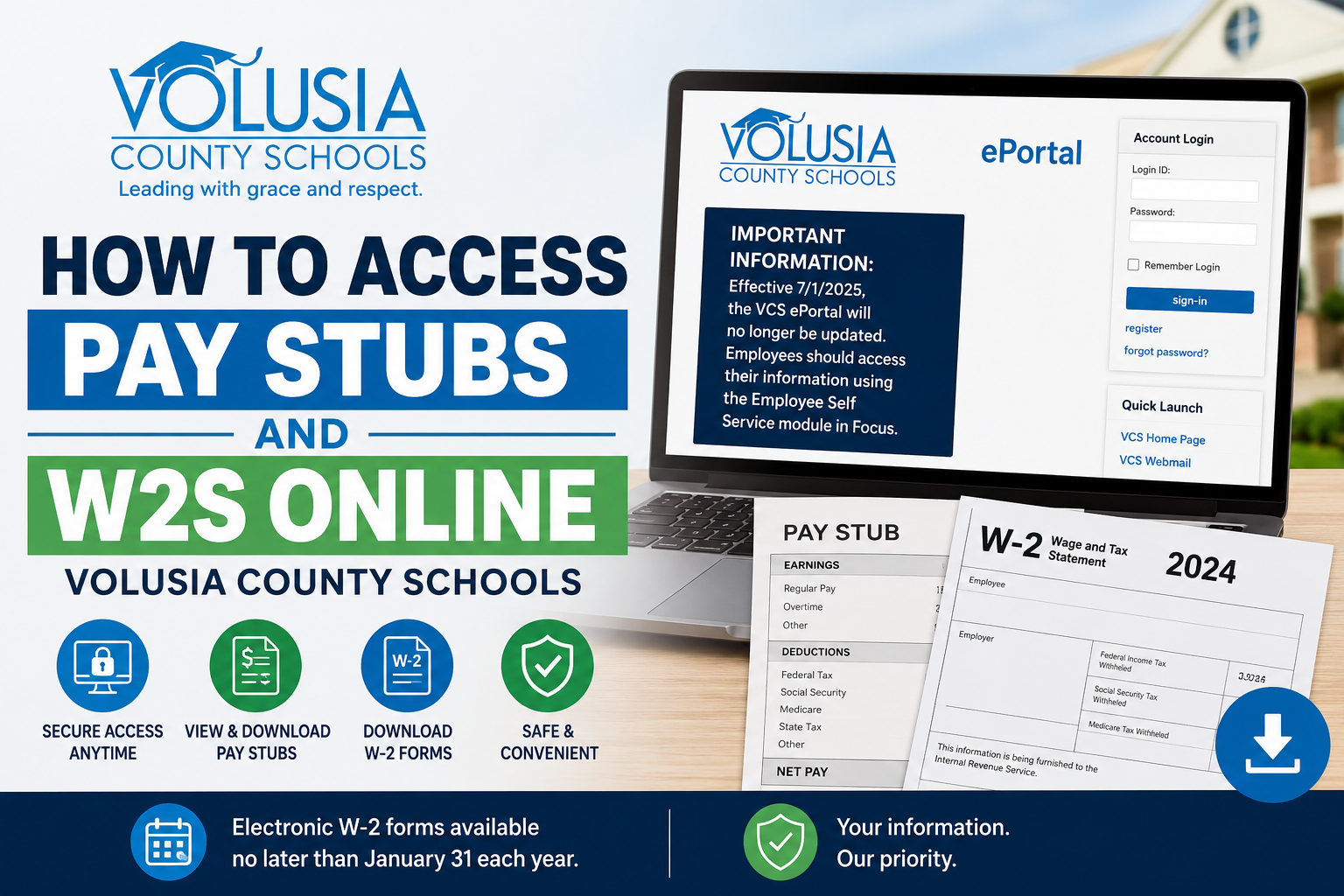 How to Access Volusia County Schools Pay Stubs & W2s Online