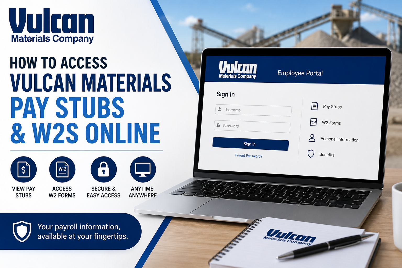 How to Access Vulcan Materials Pay Stubs and W2s Online