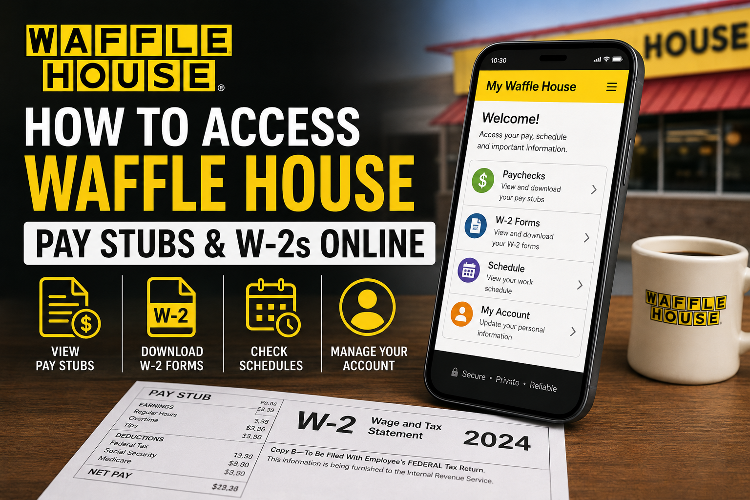 How to Access Waffle House Pay Stubs and W-2s Online