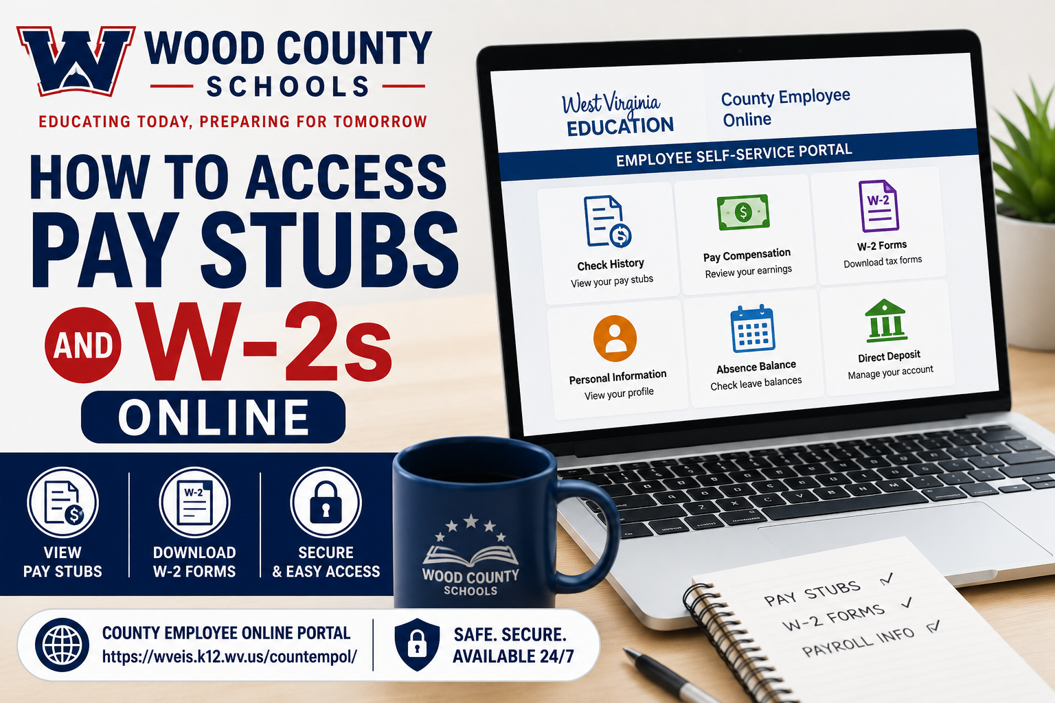 How to Access Wood County Schools Pay Stubs and W-2s Online