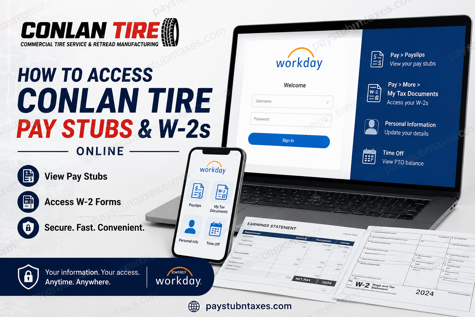 How to Access Conlan Tire Pay Stubs and W-2s Online