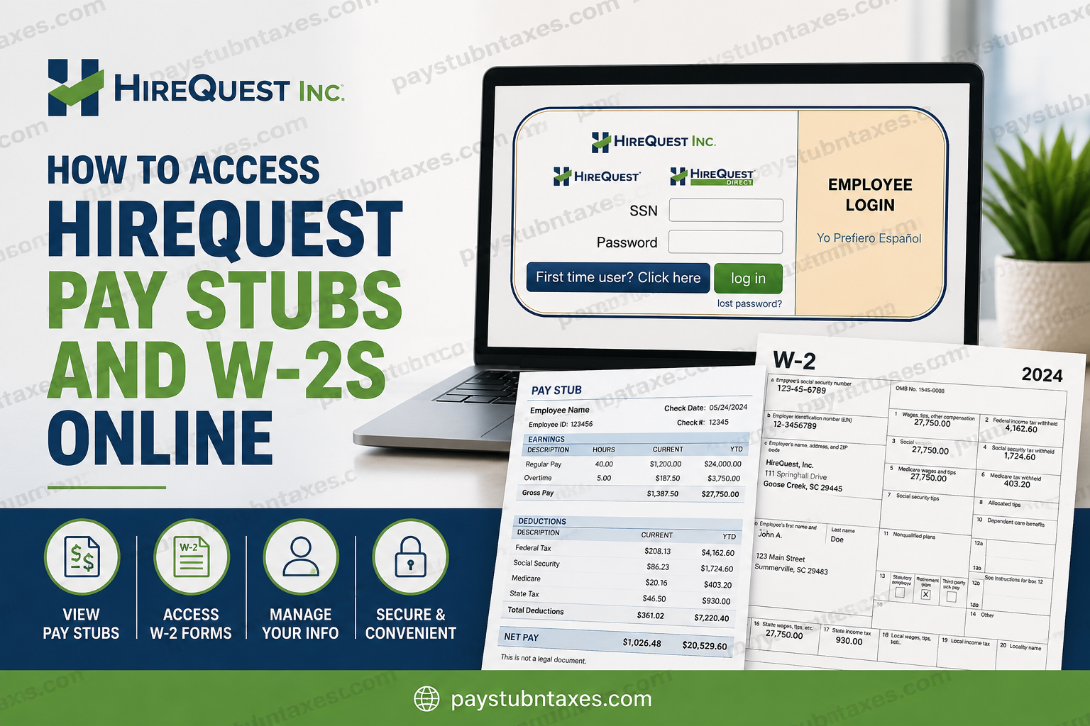 How to Access HireQuest Pay Stubs and W-2s Online