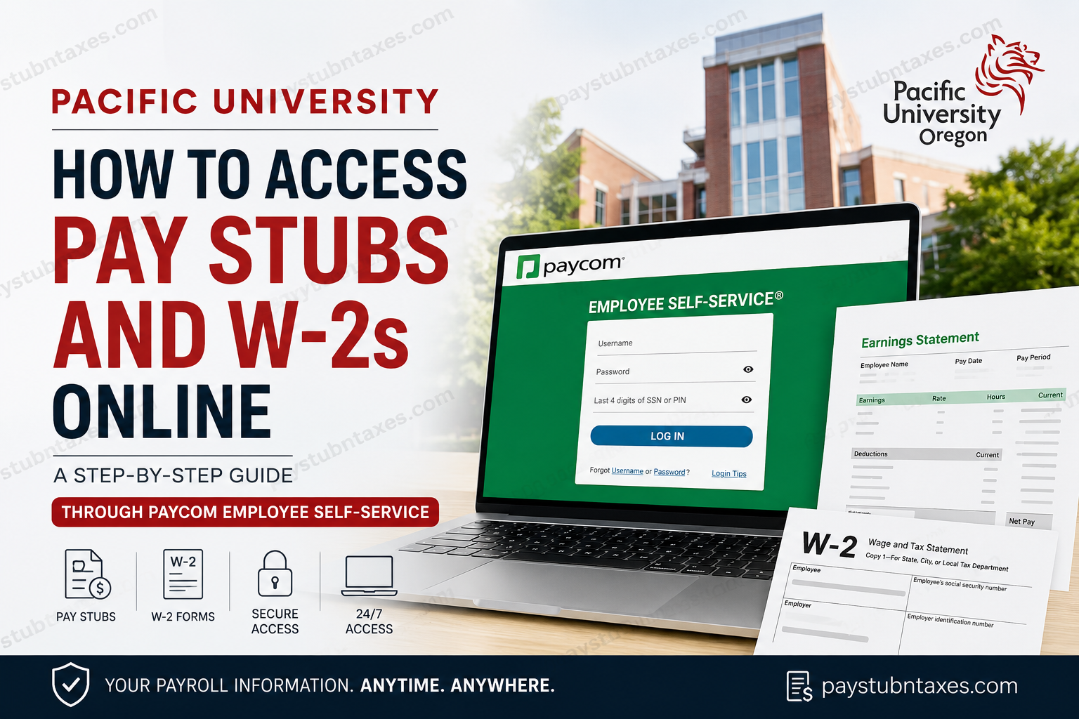 How to Access Pacific University Pay Stubs and W-2s Online