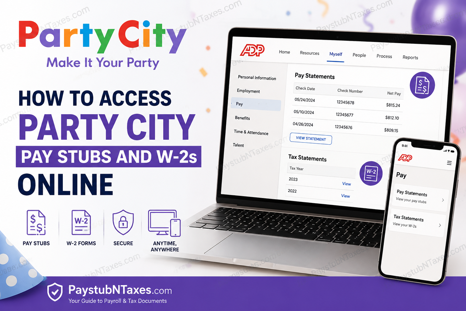 How to Access Party City Pay Stubs and W-2s Online