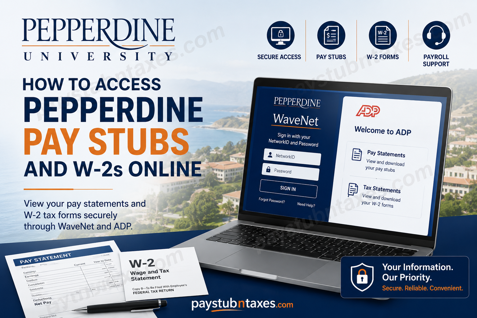How to Access Pepperdine Pay Stubs and W-2s Online