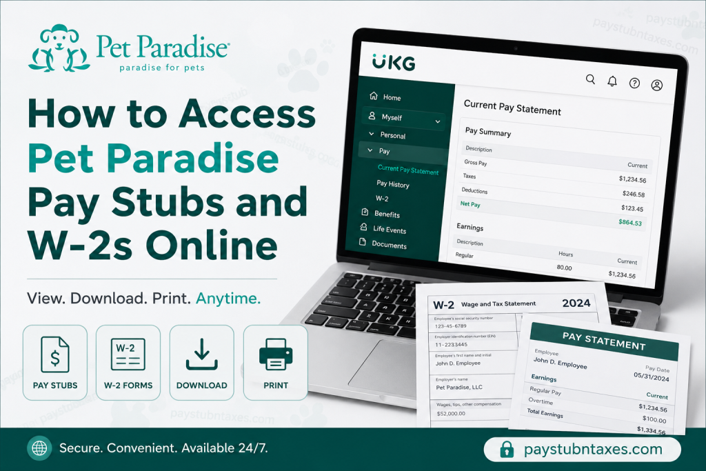 How to Access Pet Paradise Pay Stubs and W-2s Online