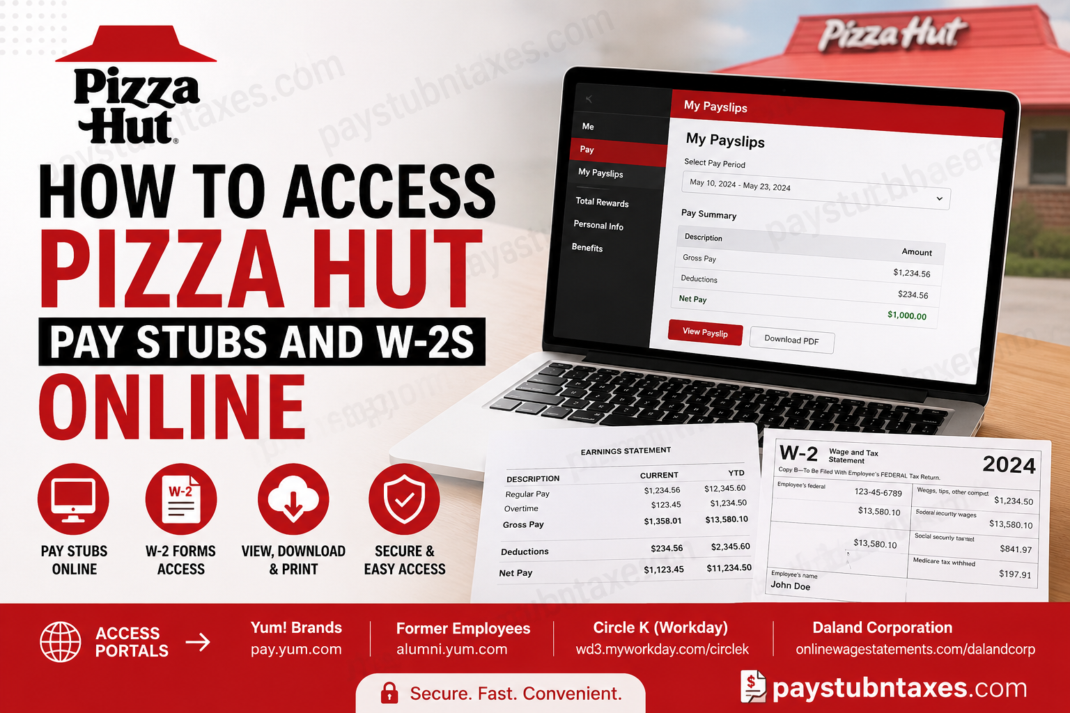 How to Access Pizza Hut Pay Stubs and W-2s Online