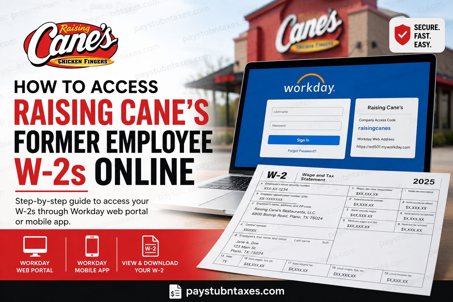 How to Access Raising Cane’s Former Employee W-2s Online