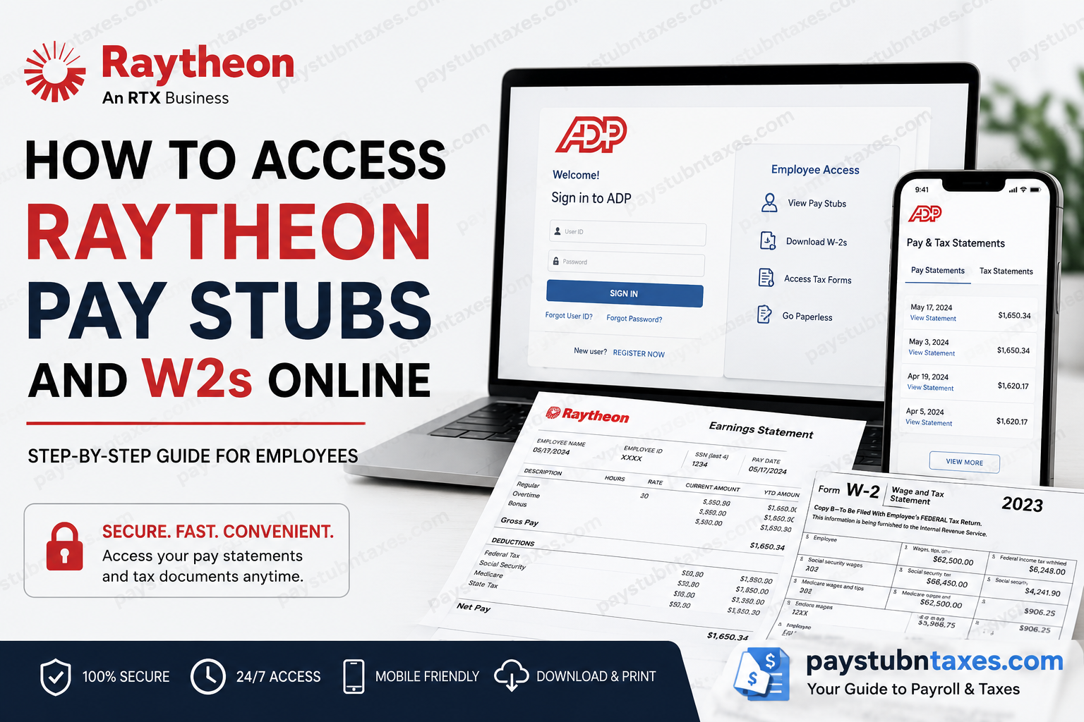 How to Access Raytheon Pay Stubs and W-2s Online