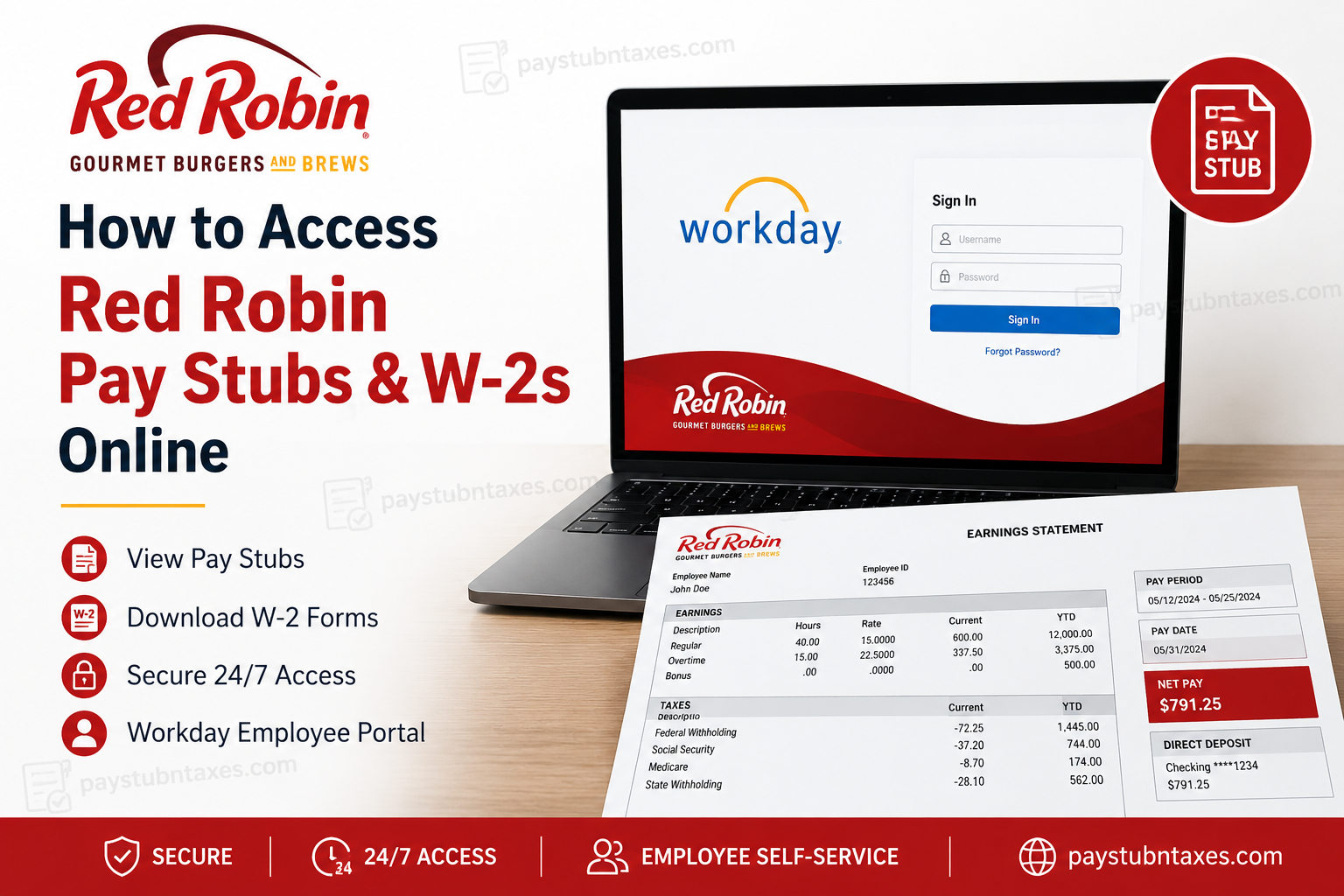 How to Access Red Robin Pay Stubs and W-2s Online