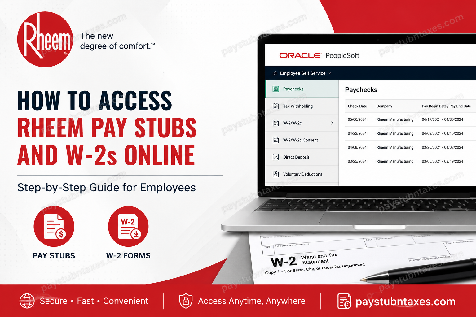 How to Access Rheem Pay Stubs and W-2s Online