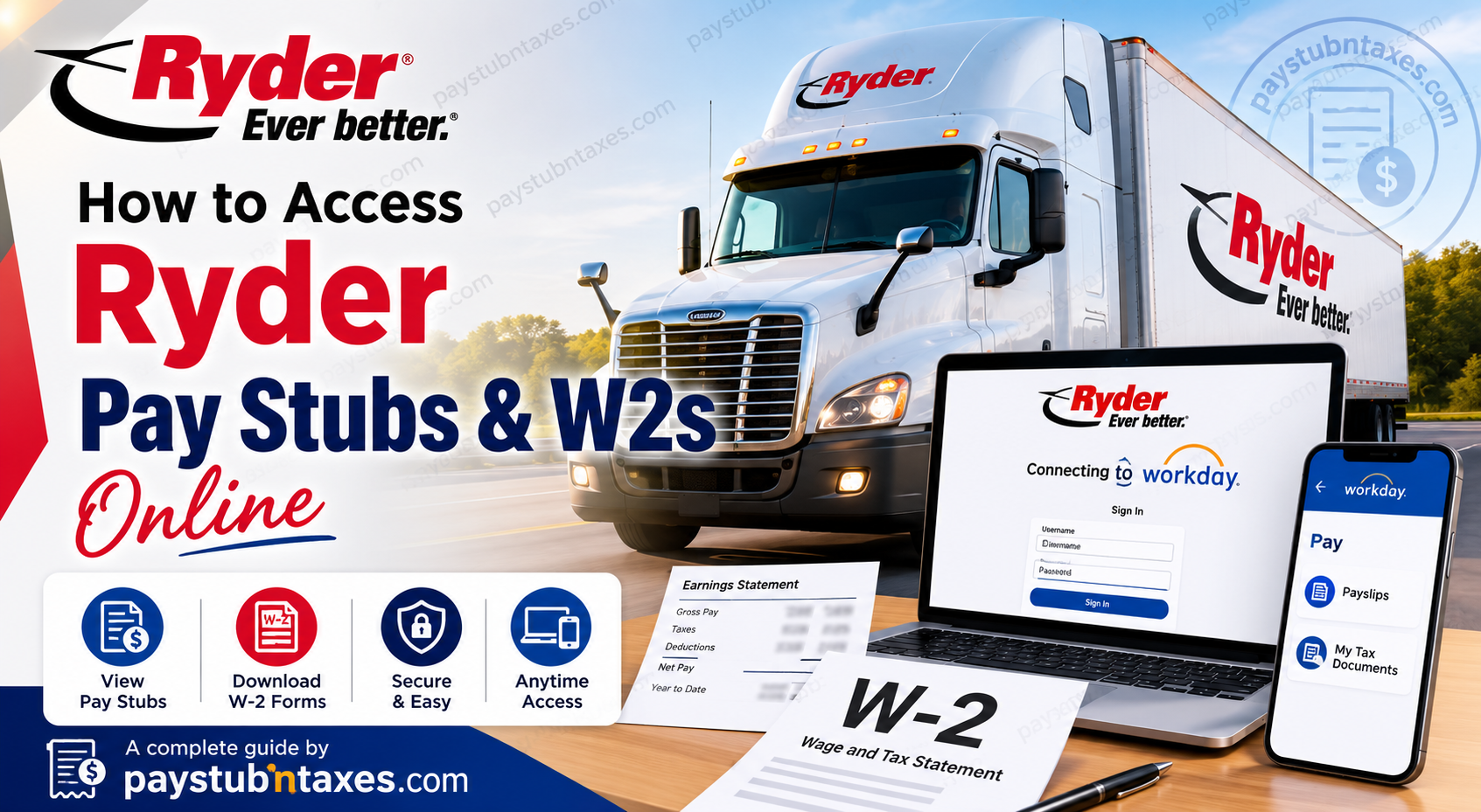 How to Access Ryder Pay Stubs and W-2s Online