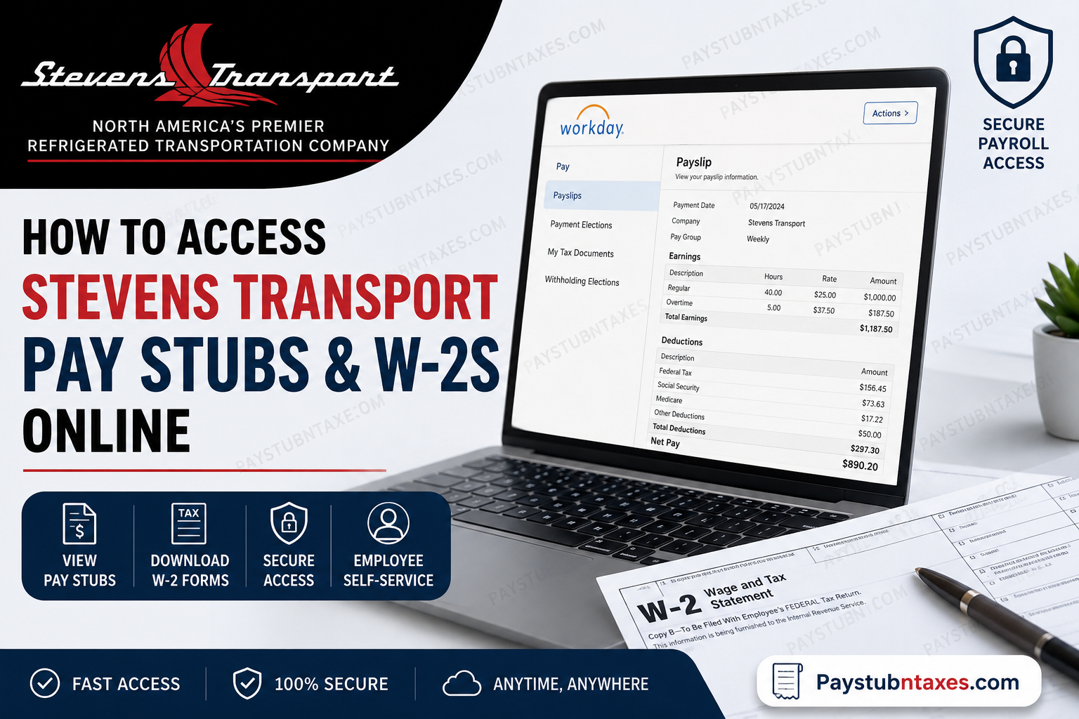 How to Access Stevens Transport Pay Stubs and W-2s Online