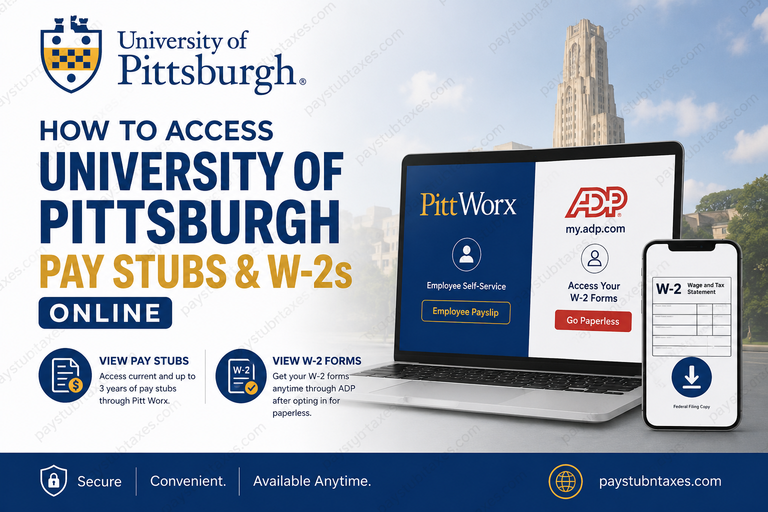 How to Access University of Pittsburgh Pay Stubs and W-2s