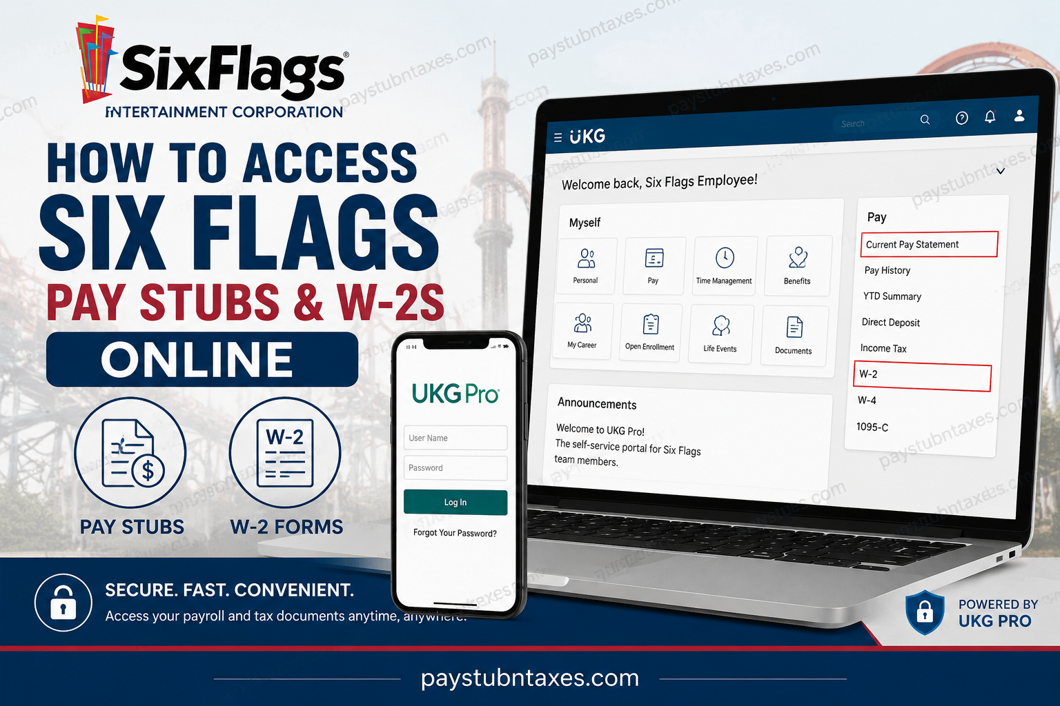 How to Access Six Flags Pay Stubs and W-2s Online