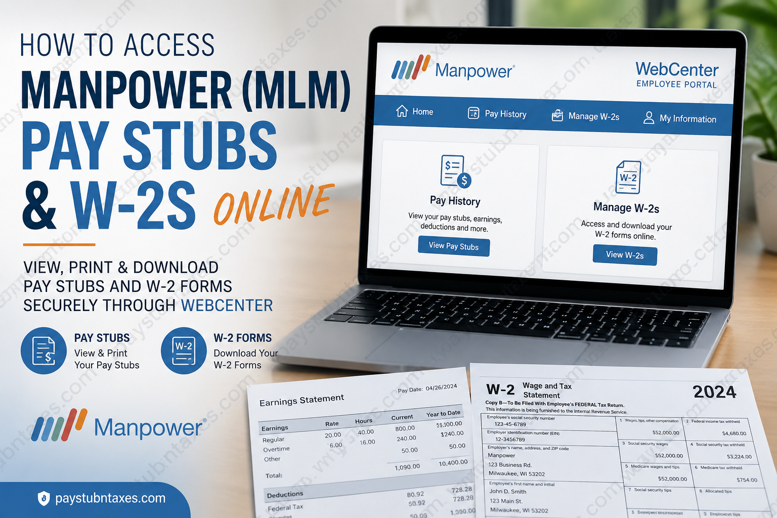 How to Access Manpower (MLM) Pay Stubs and W-2s Online