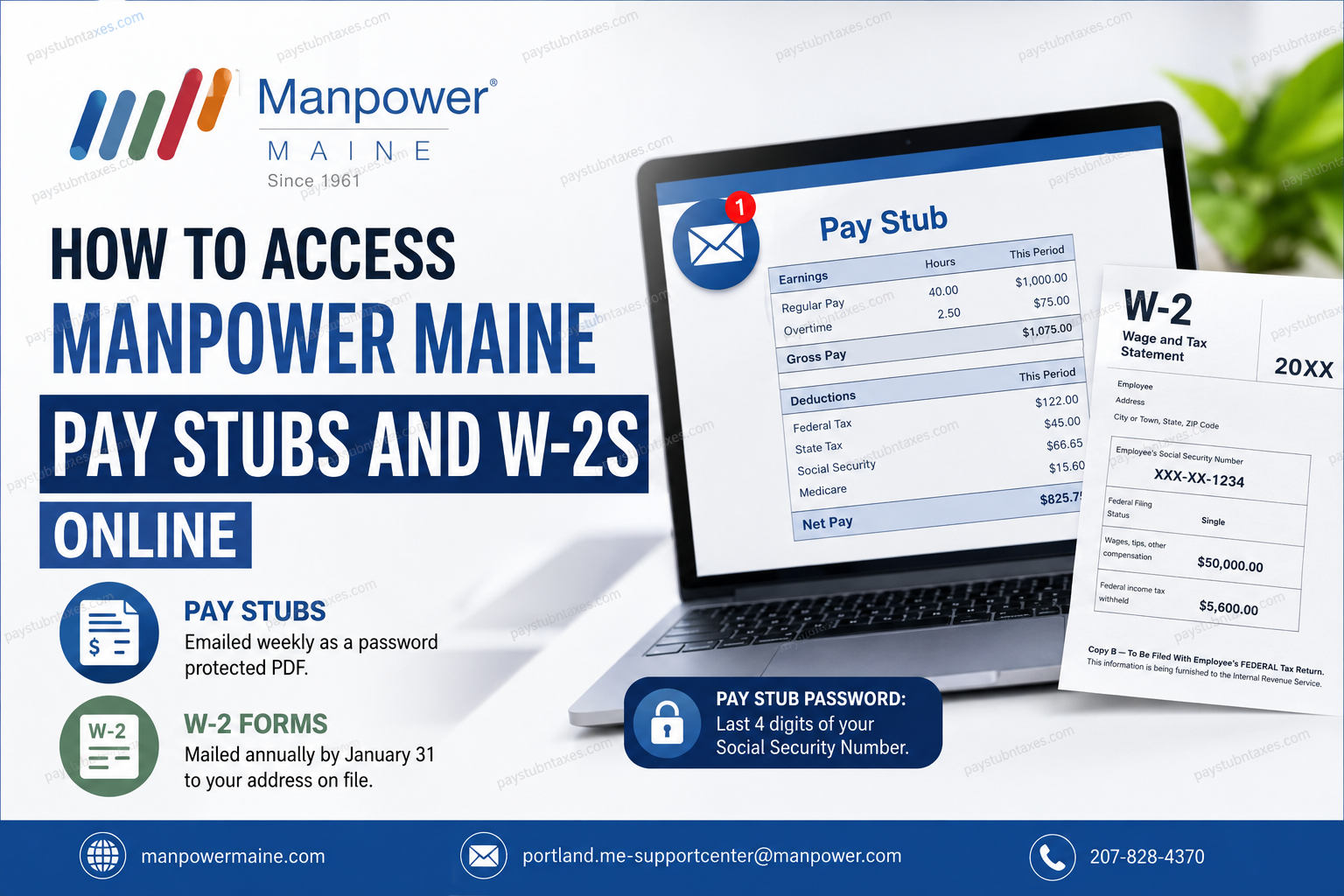How to Access Manpower Maine Pay Stubs and W-2s Online