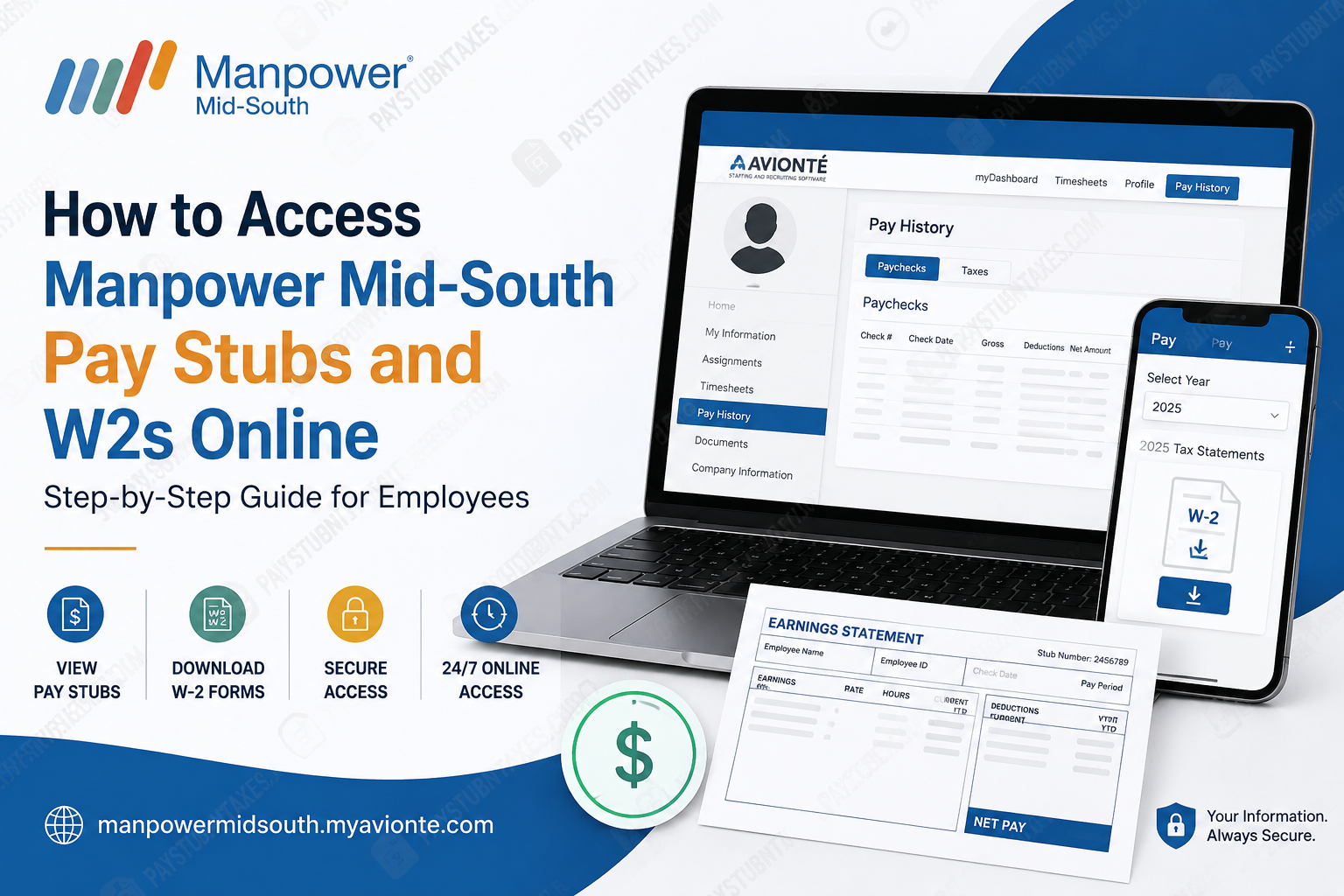How to Access Manpower Mid-South Pay Stubs and W-2s Online