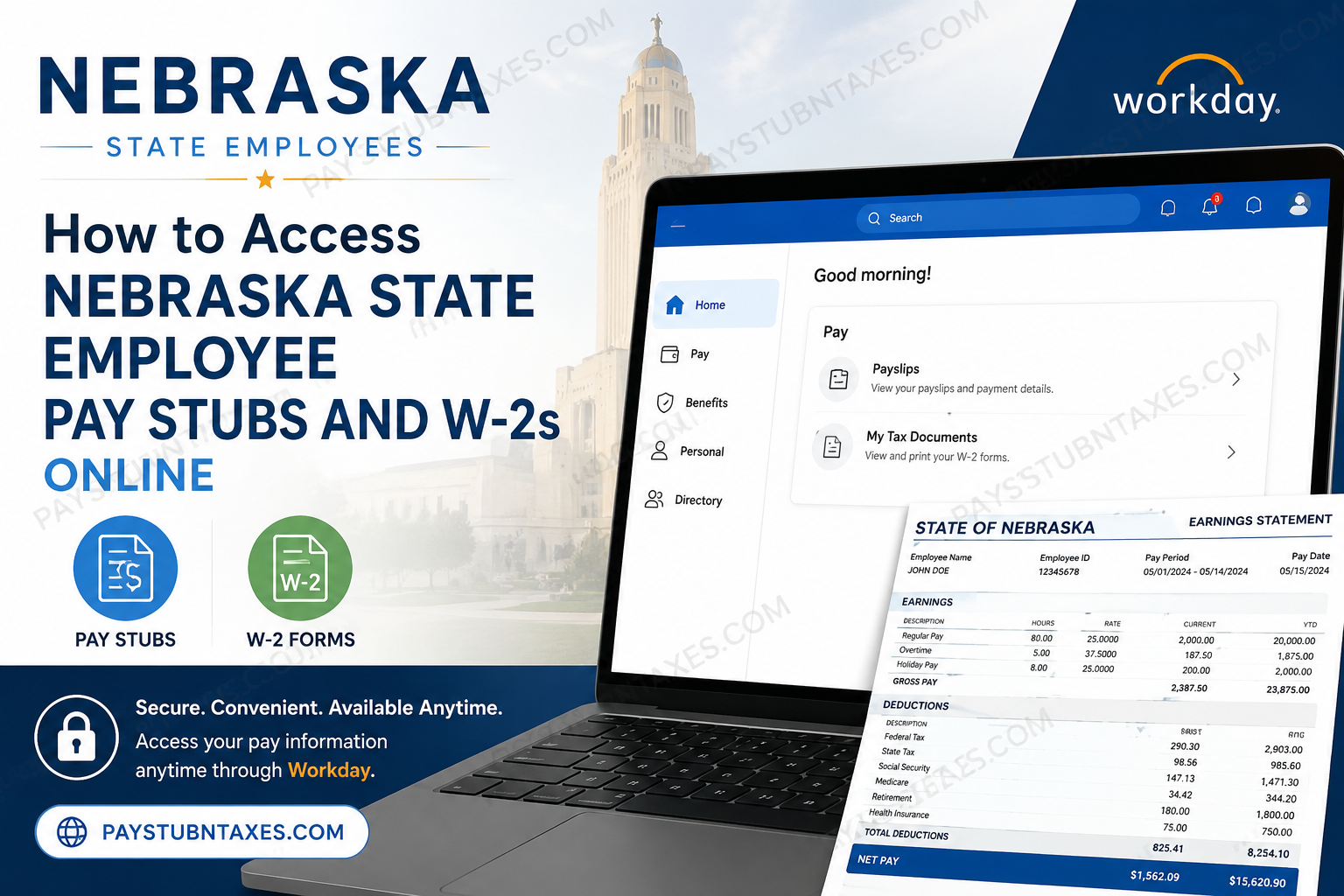How to Access Nebraska State Employee Pay Stubs & W2s Online