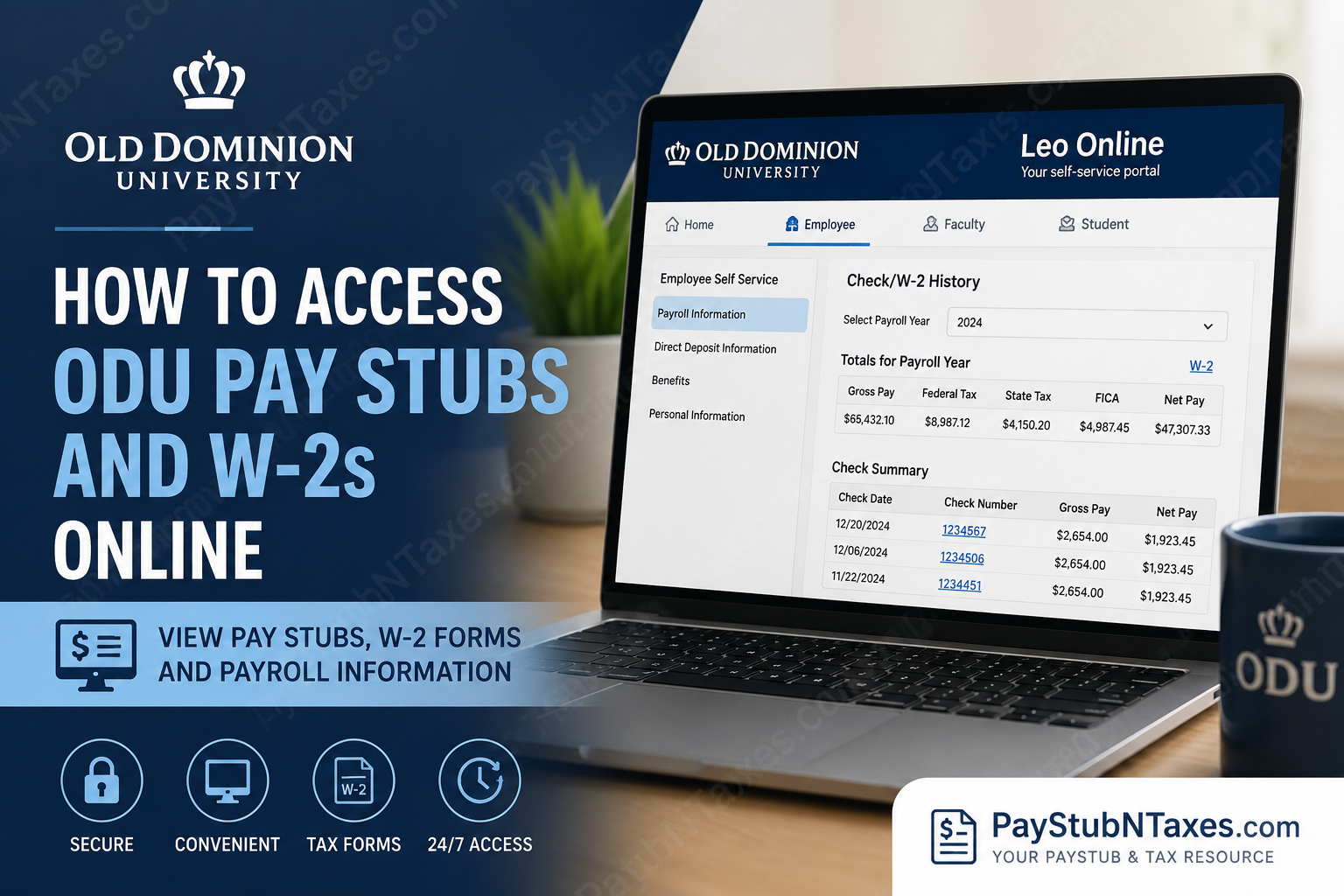 How to Access ODU Pay Stubs and W-2s Online