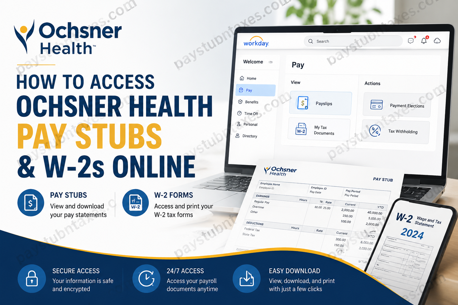 How to Access Ochsner Health Pay Stubs and W-2s Online