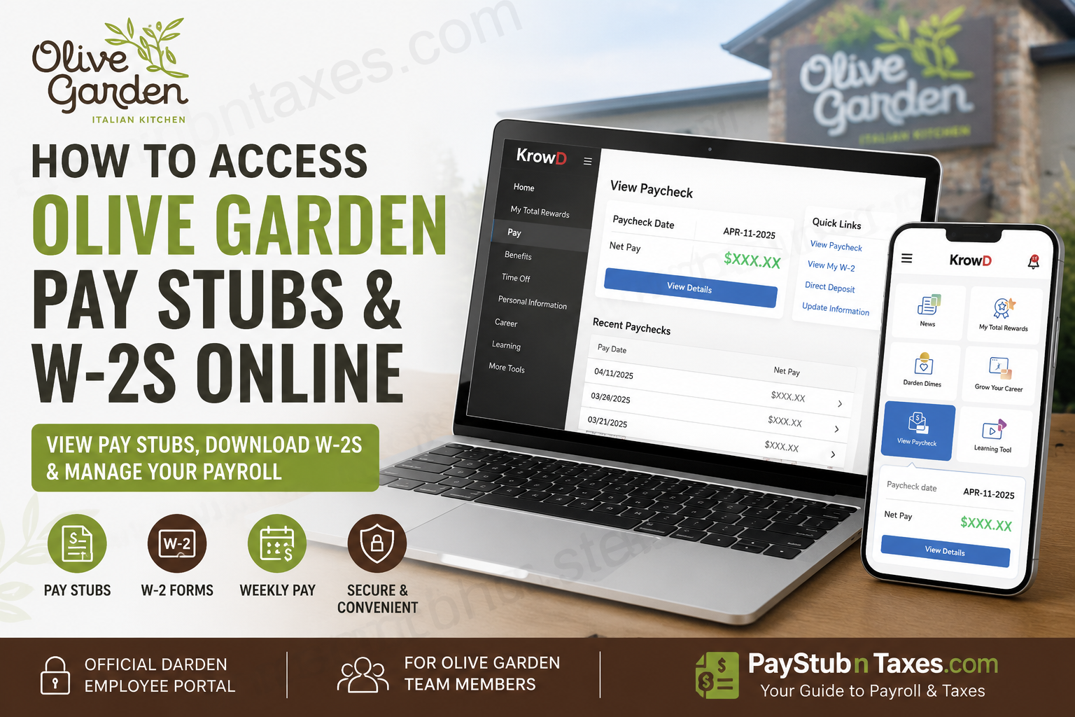 How to Access Olive Garden Pay Stubs and W-2s Online