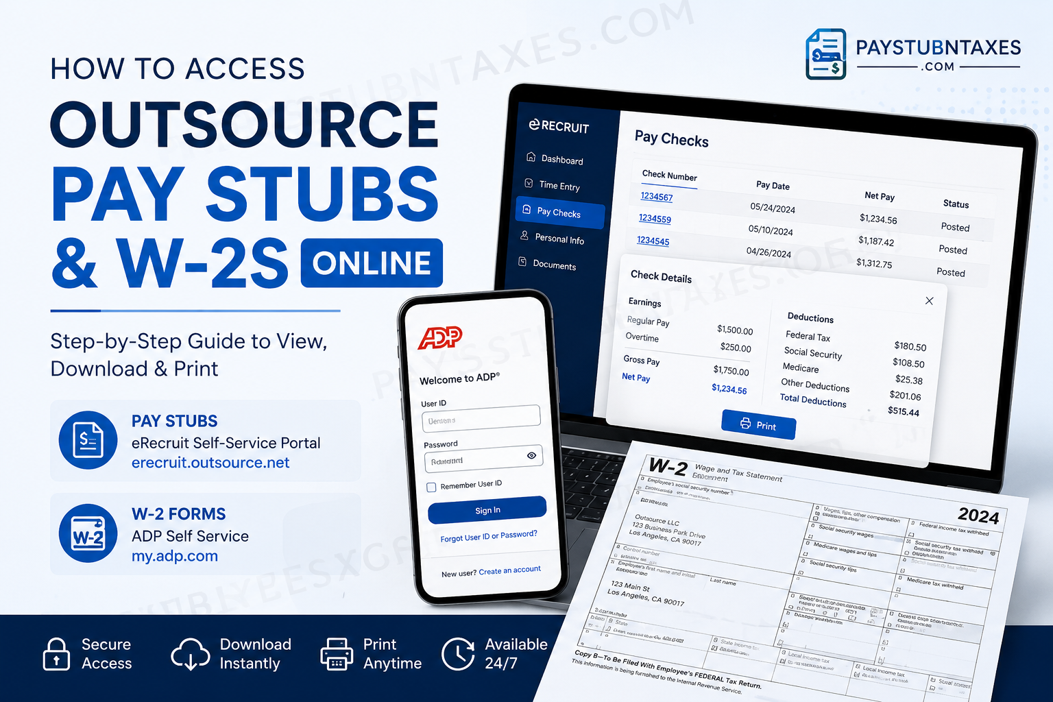How to Access Outsource Pay Stubs and W-2s Online