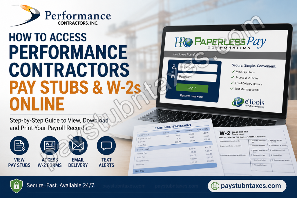 How to Access Performance Contractors Pay Stubs & W2s Online