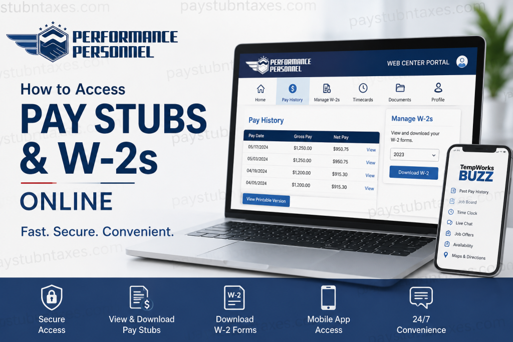 How to Access Performance Personnel Pay Stubs and W2s Online