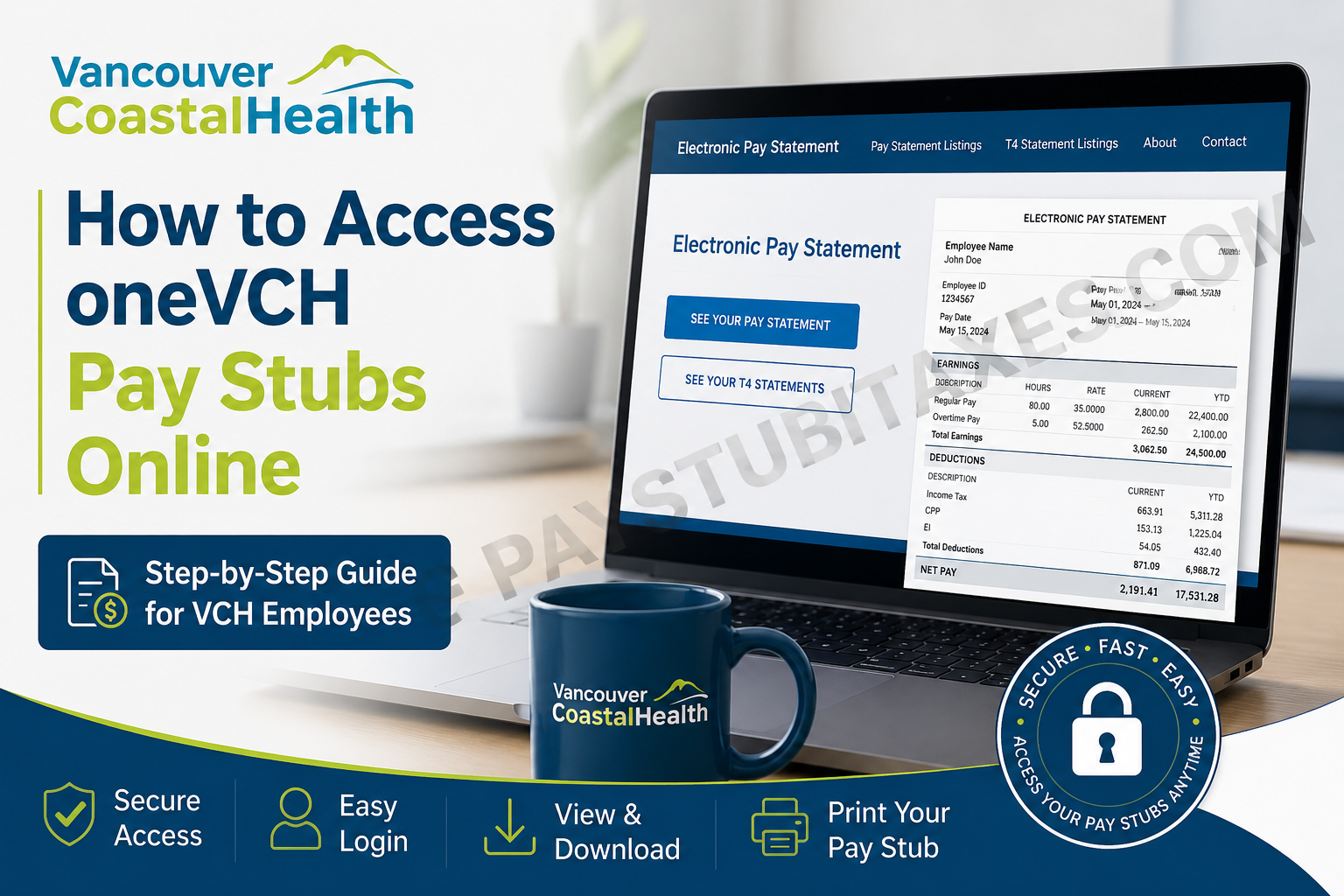 How to Access oneVCH Pay Stubs Online